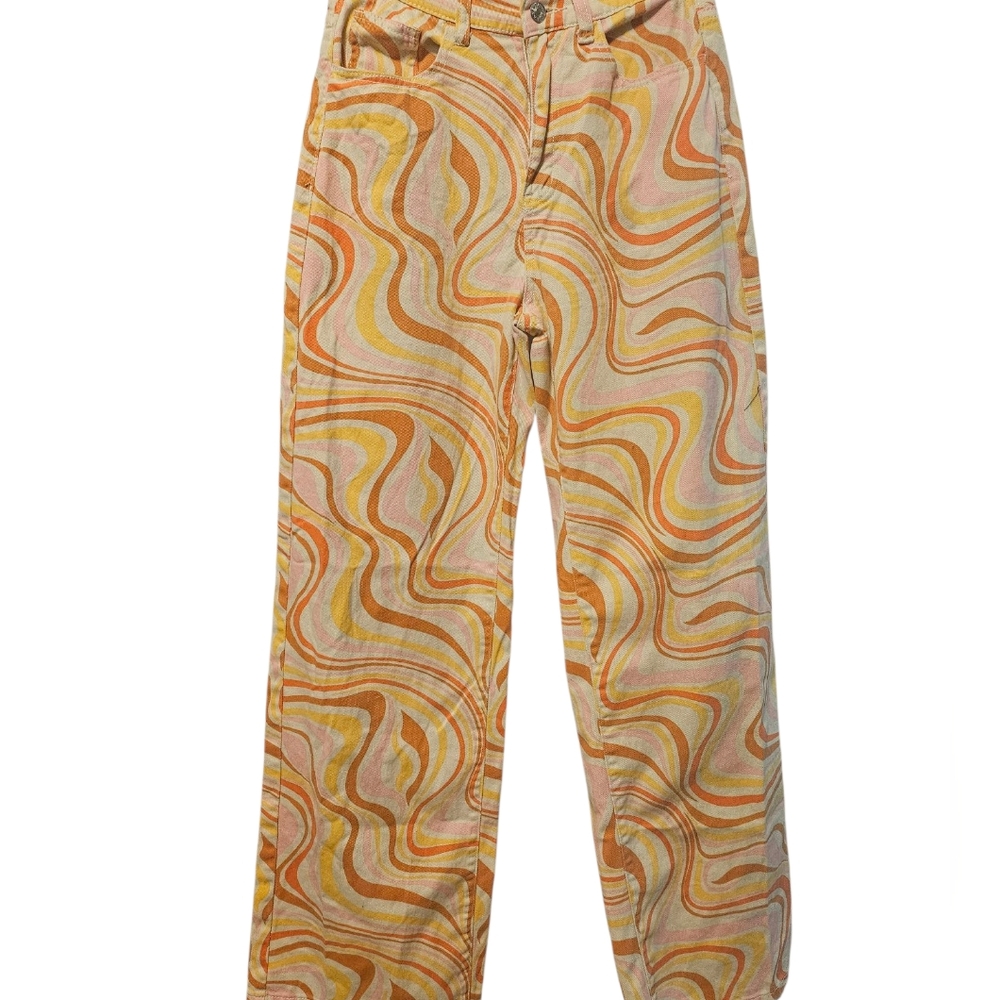 SHEIN Orange and Yellow Psychedelic Chinos